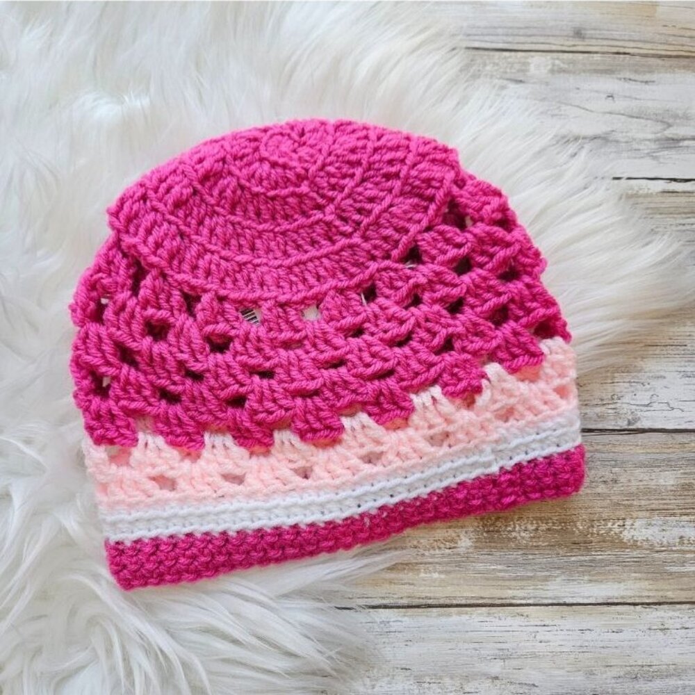 Classic Lacey Knit Hat from Cotton N Kandi on Etsy- 20" Kids- Pink, Fuchsia, Hot